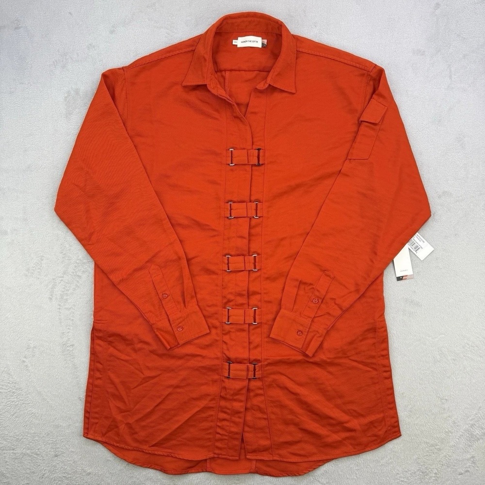 Honor The Gift Shirt Dress Womens Extra Large Orange Buckle Utility Streetwear - Picture 2 of 11